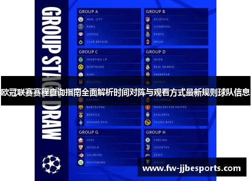 欧冠联赛赛程查询指南全面解析时间对阵与观看方式最新规则球队信息